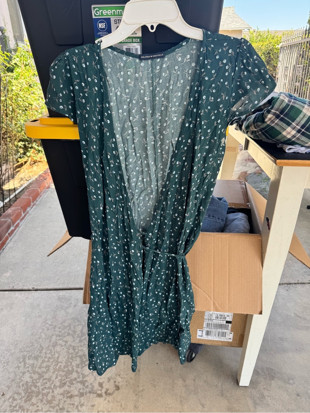 Brandy Melville Forest Green Floral Wrap Dress